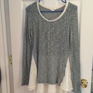 Anthropologie Sweater Lace Trim